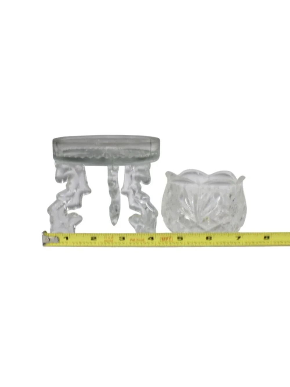 Vintage Pressed Glass Votive Candle Holder Reversible Pedestal Base Ornate Stars